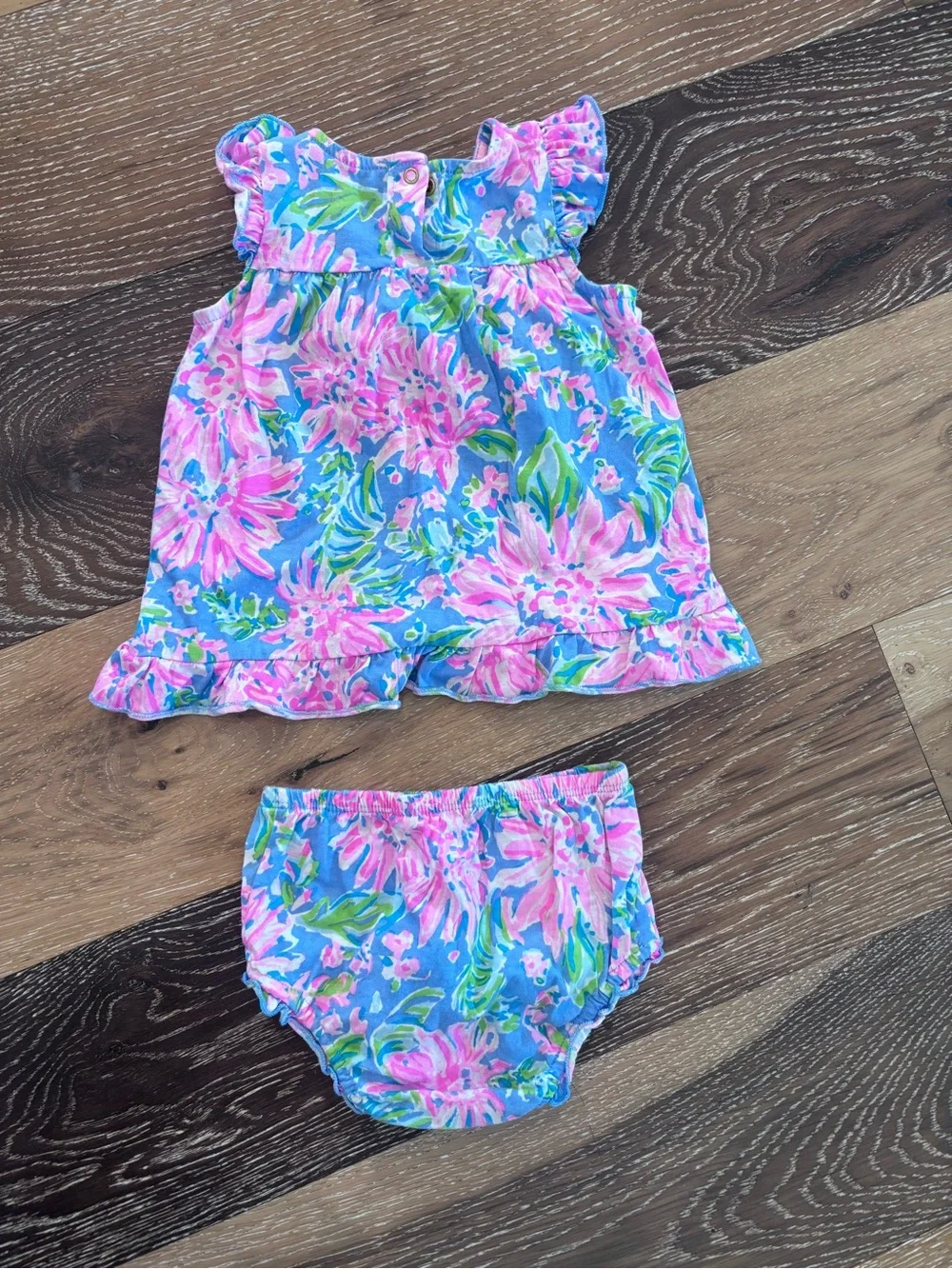 Lilly Pulitzer Baby Girl Floral Tunic Bloomer Set Pink Blue 6-12M